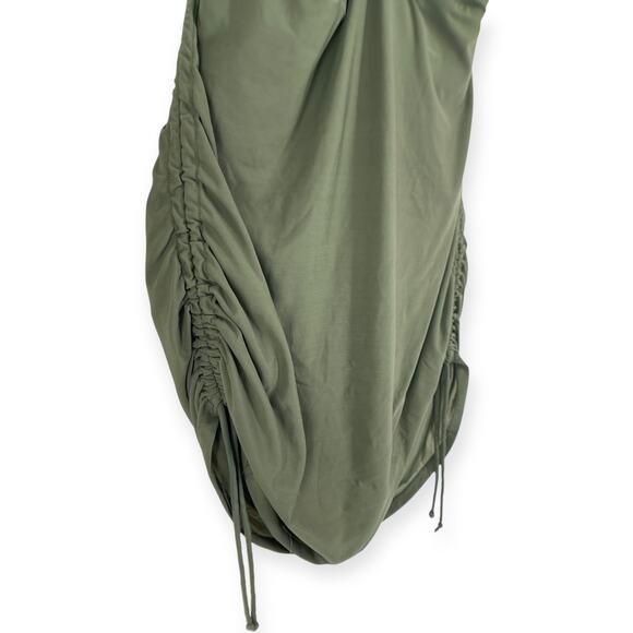 Lands End One Piece Adjustable V Neck Faux Wrap Olive Green Swim Dress 16 - Picture 4 of 10